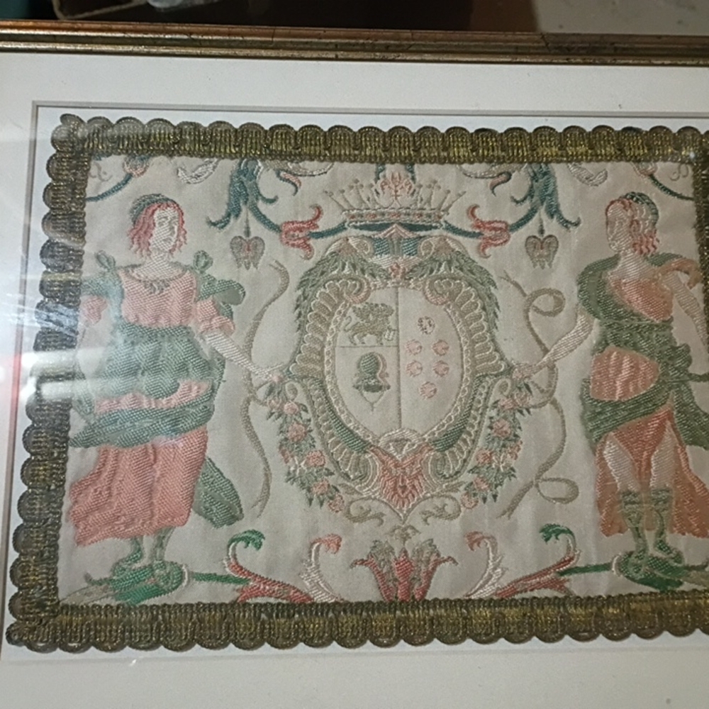American Vintage Tapestry with Green and Pink Accents